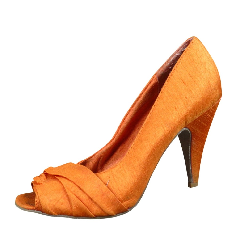 Rocket Dog Women Peep Toe Pump‎ Size 7.5 Special Occasion Orange Fabric Heels